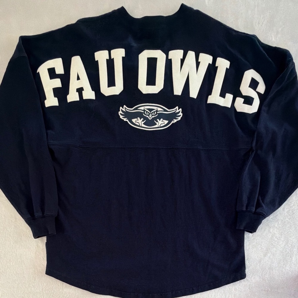 Spirit Jersey FAU Owls Florida Atlantic University Lace Up Shirt Navy Blue Small